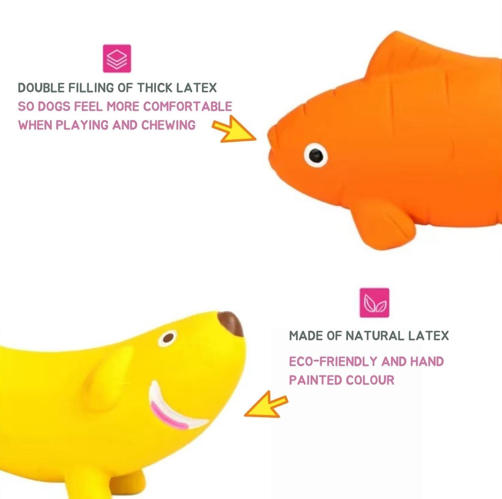 Q-Monster Latex Dog Toy Chewing and Sounding- Cute Fruity Animal Series
