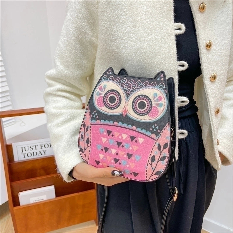Women's Small Pu Leather Animal Color Block Streetwear Zipper Shoulder Bag