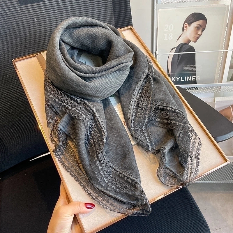 Women's Elegant Sweet Solid Color Polyester Printing Silk Scarf