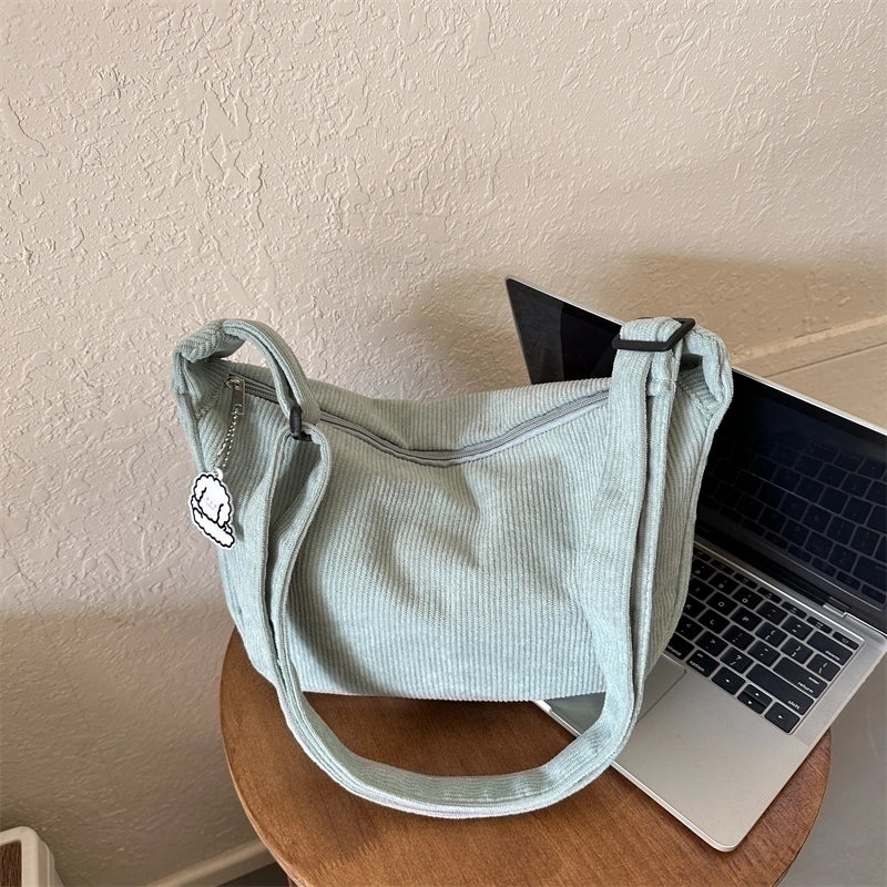 Women's All Seasons Canvas Solid Color Vintage Style Square Zipper Shoulder Bag
