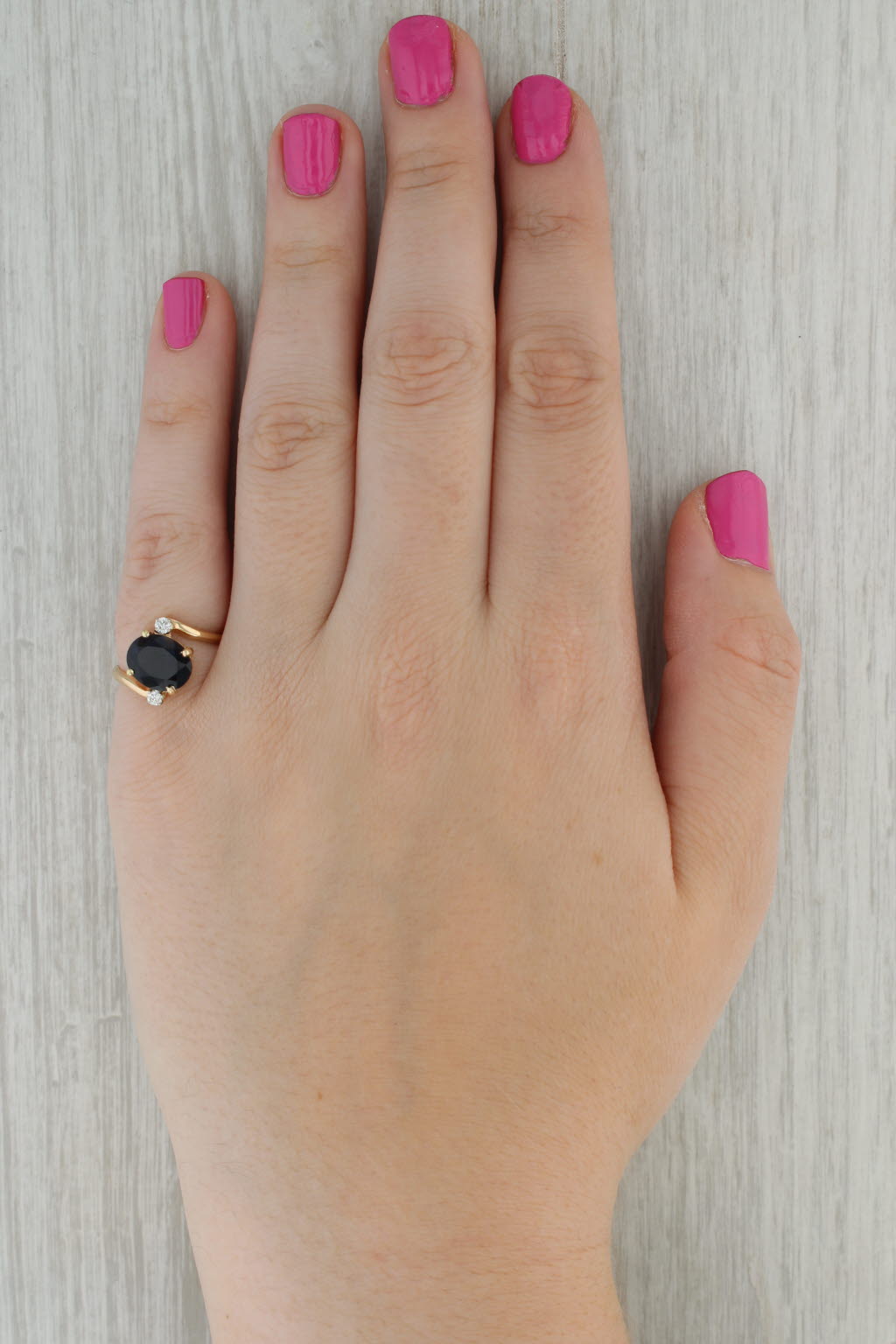 2.42ctw Blue Iolite Diamond Ring 14k Yellow Gold Size 6.5 Bypass