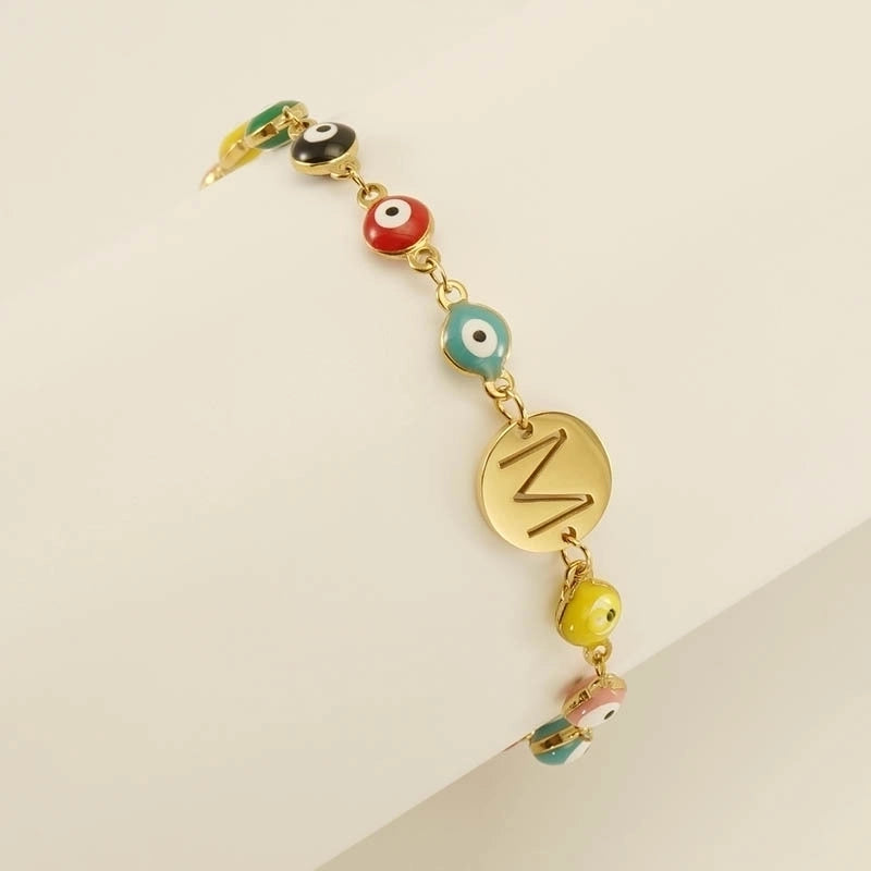 Titanium Steel Gold Plated Minimalist Classic Style Letter Plating Bracelets