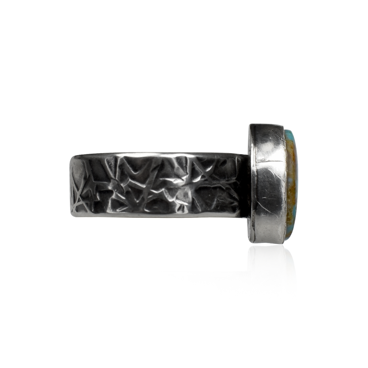 Kingman  Oval Ring with Hand-Stamped Band