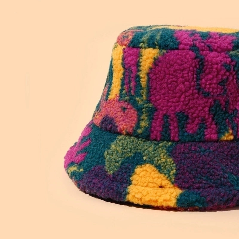 Unisex Basic Retro Color Block Wide Eaves Bucket Hat