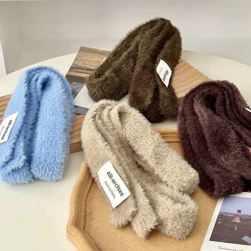 Women's Minimalist Classic Style Solid Color Flannel Scarf