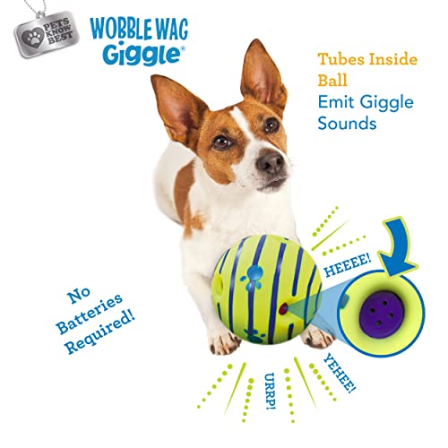 Wobble Wag Giggle Ball. Interactive Dog Toy. Fun Giggle Sounds When Rolled or Shaken. Pets Know Best. As Seen On TV