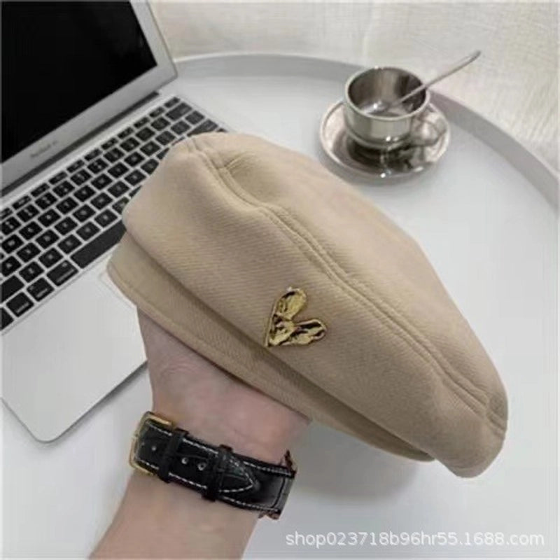Love Beret Love 2025 Women Autumn And Winter New Woolen Hat Big Head Circumference Face Small