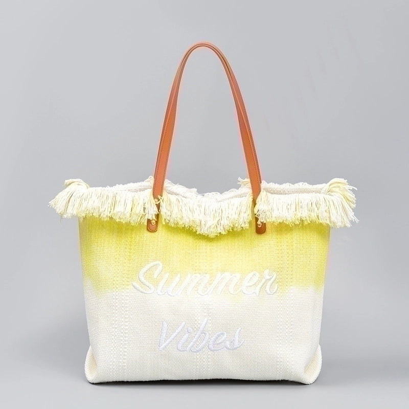Women's Canvas Letter Gradient Color Elegant Square Magnetic Buckle Shoulder Bag