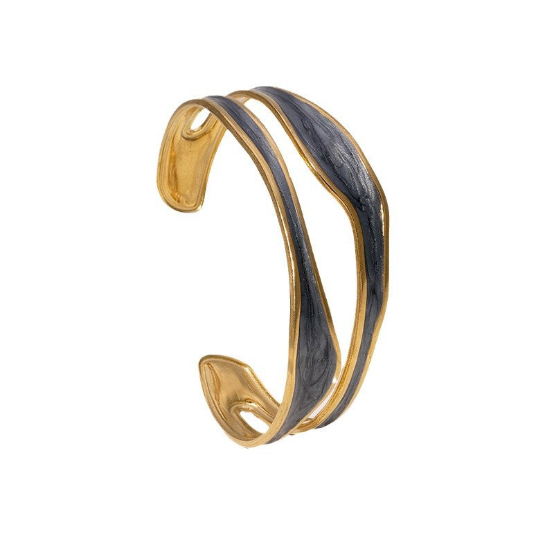 Ins Fashion Simple Oil Drop Irregular Bracelet Gold-Plated Design Stainless Steel Bracelet Female