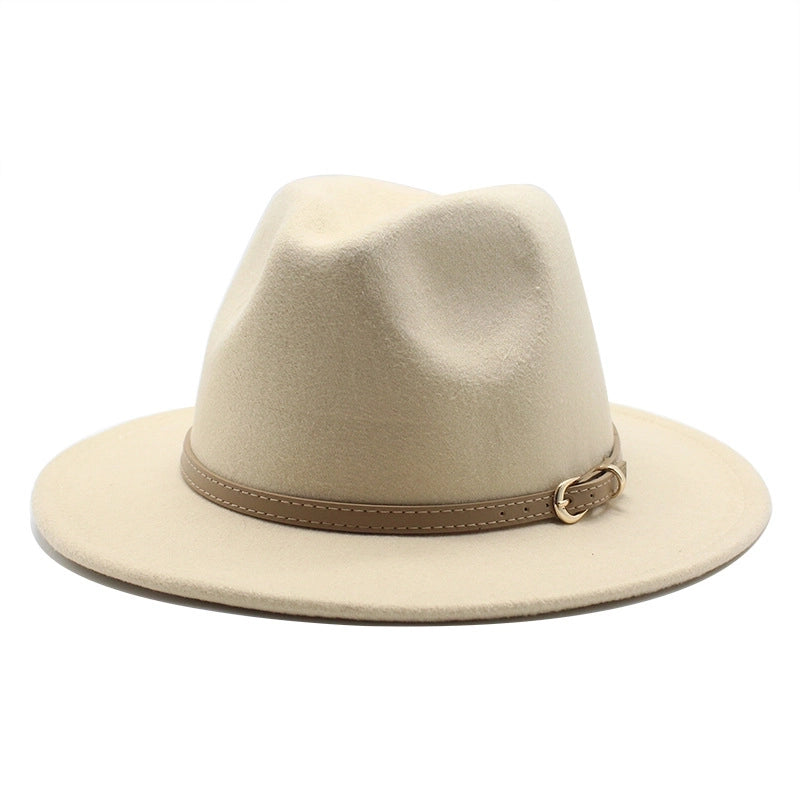 Unisex Basic Solid Color Big Eaves Flat Eaves Fedora Hat