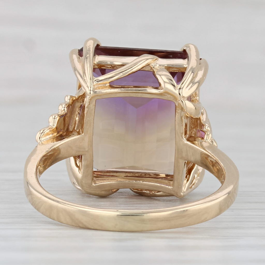 9.40ct Purple Yellow Ametrine Solitaire Ring 14k Yellow Gold Size 7.5