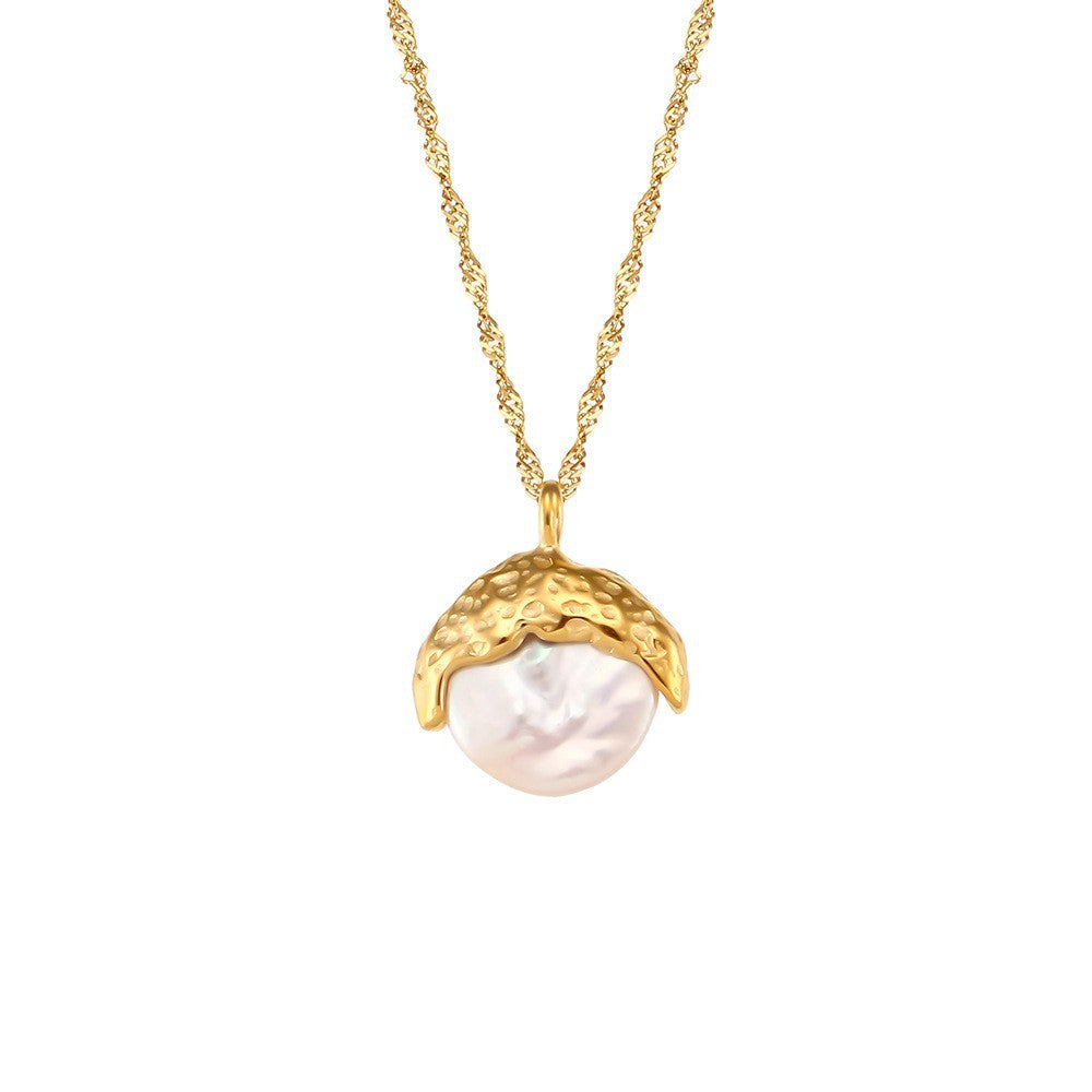 Casual Pearl Geometric Stainless Steel 18K Gold Plated Necklaces