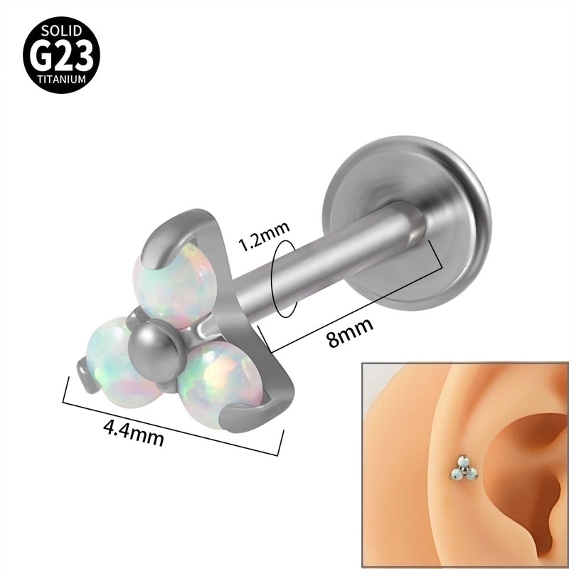 1 Piece Ear Cartilage Rings & Studs Minimalist Flower G23 Titanium Synthetic Opal Zircon Plating Inlay Synthetic Opal Zircon