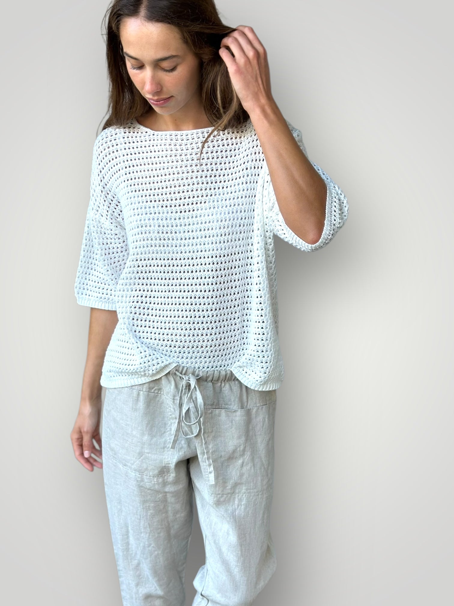 alex top - white cotton pointelle