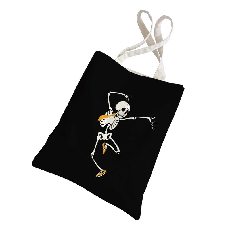 Women's Casual Pumpkin Skeleton Shopping Bags