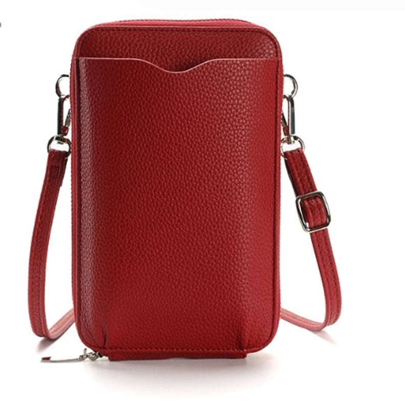 Women's Pu Leather Solid Color Basic Square Zipper Phone Wallets