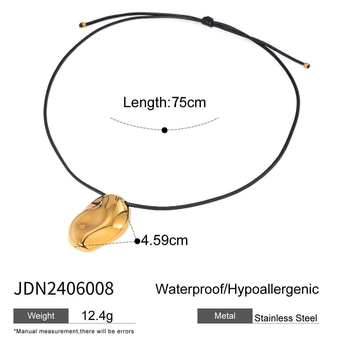 Jie Ding Black Rope Titanium Steel Necklace Niche Design Clavicle Chain Hot Style Stainless Steel