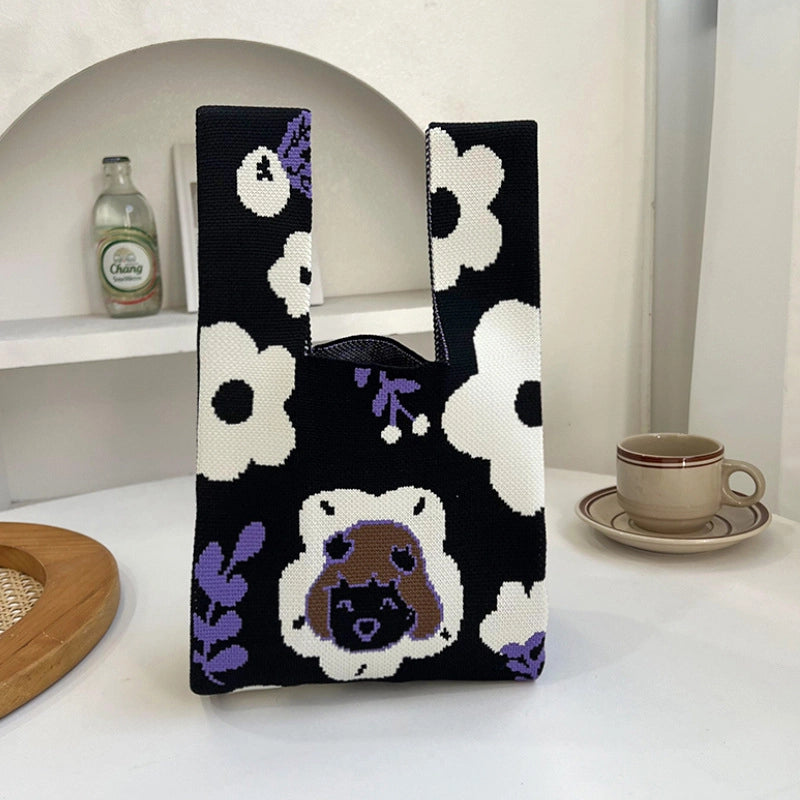 Women's Medium Polyester Flower Basic Vintage Style Square Open Shopping Bags