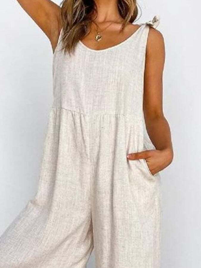 Women's Casual Solid Color Sleeveless Jumpsuit