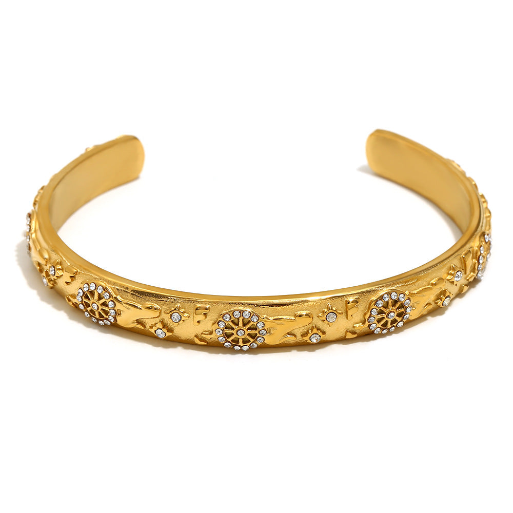 Ins Fashion Niche Advanced Versatile Ring Bracelet Stainless Steel 18K Gold Plated Tarot Earrings Female