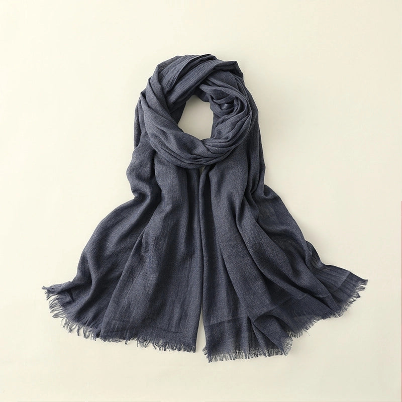 Women's Elegant Solid Color Cotton Silk Scarves