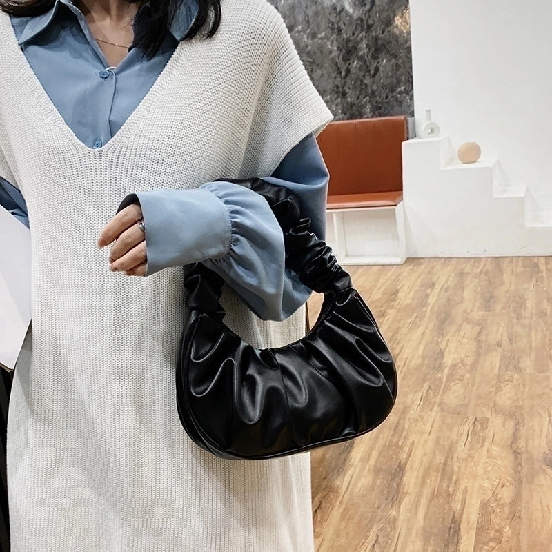 Solid Color Cloud Fold Single Shoulder Bag