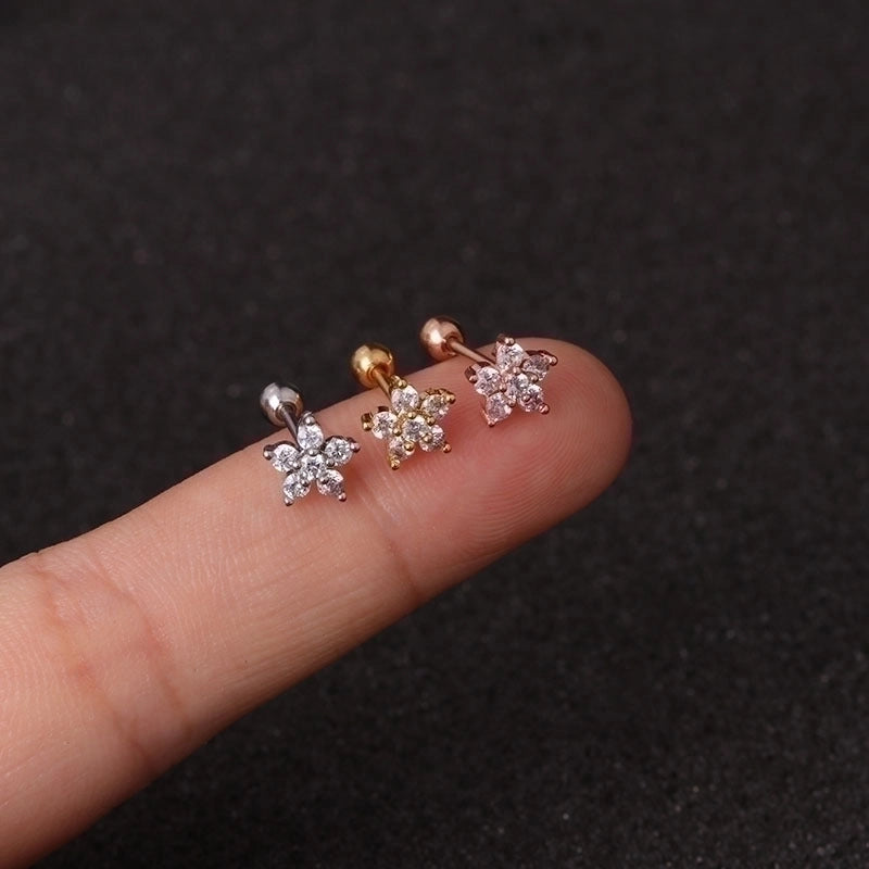 Ear Cartilage Rings & Studs Novelty Flower 316L Stainless Steel  Copper