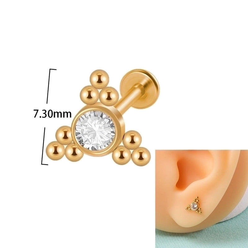 1 Piece Lip Rings Casual Elegant Minimalist Geometric 304 Stainless Steel Plating Inlay Rhinestones 18K Gold Plated