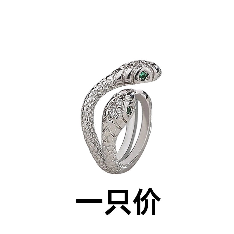 1 Piece Retro Cool Style Snake Inlay Copper Zircon Ear Cuffs