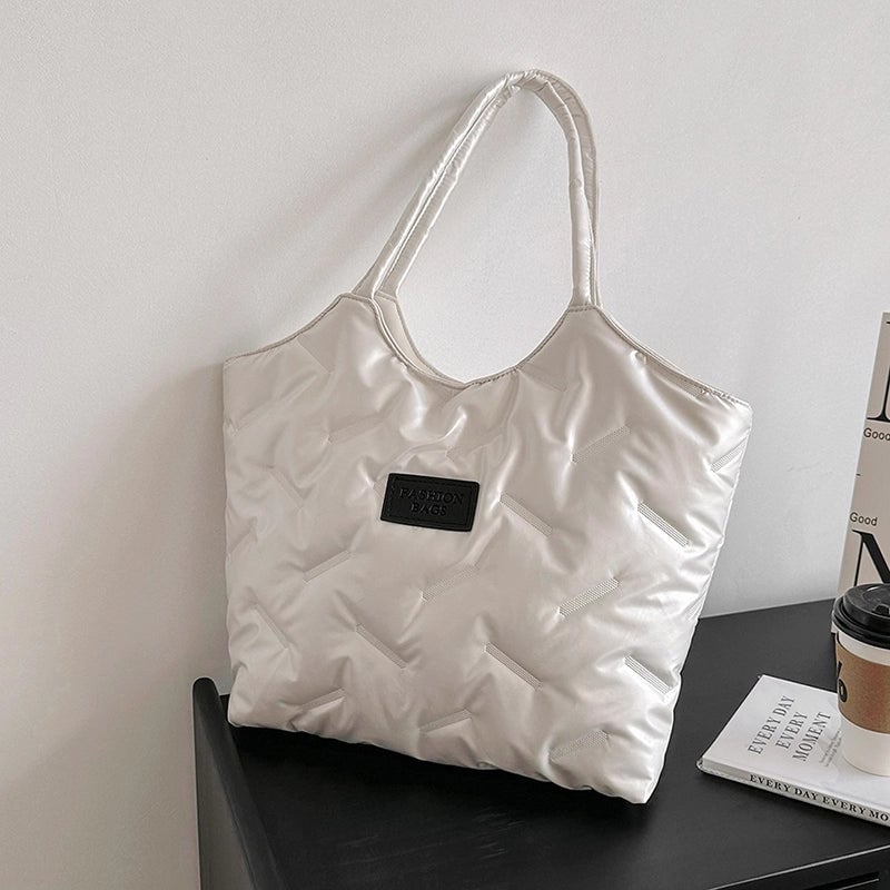 Women's Down Solid Color Classic Style Sewing Thread Square Zipper Shoulder Bag