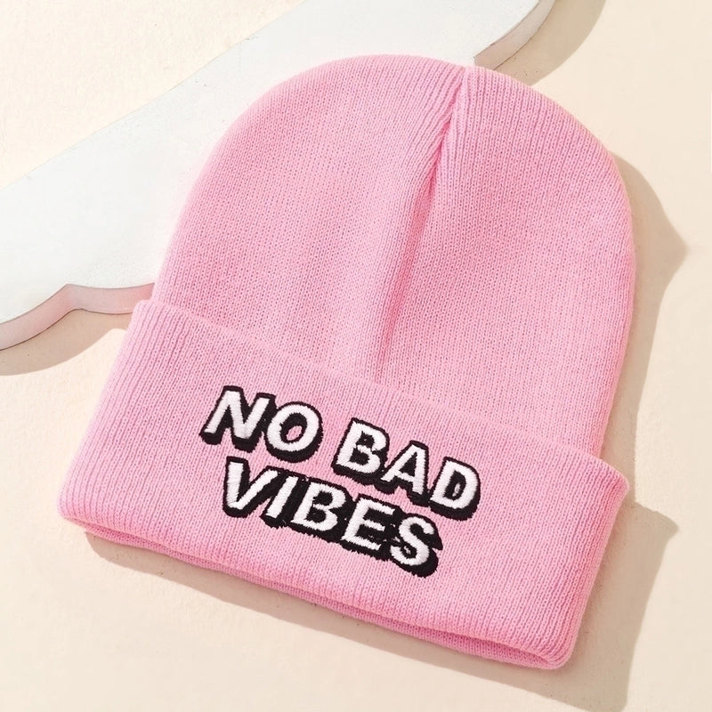 Women's Fashion Letter Embroidery Eaveless Wool Cap