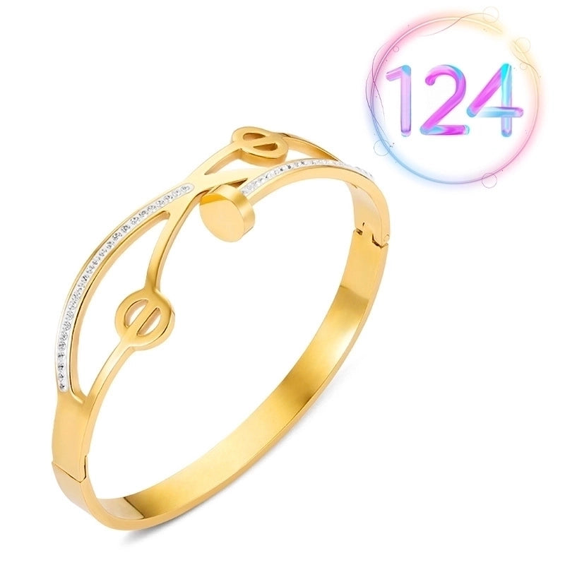 2 Pieces Fashion Geometric Stainless Steel Plating Zircon Bangle