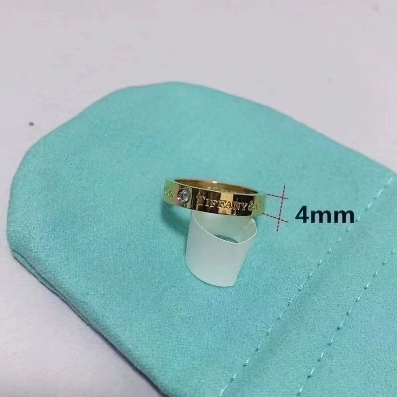 Minimalist Letter Titanium Steel Inlay Glass Rings