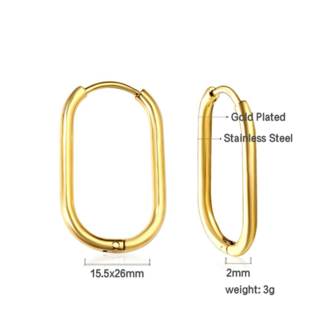 25mm Thin oval hoop - Gold