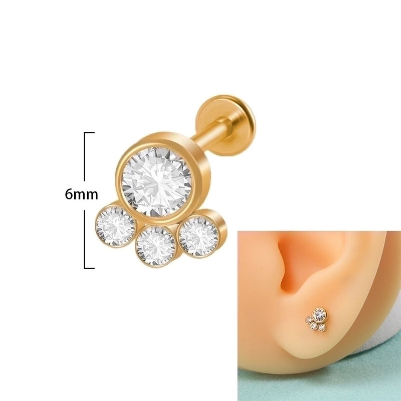 1 Piece Lip Rings Casual Elegant Minimalist Geometric 304 Stainless Steel Plating Inlay Rhinestones 18K Gold Plated