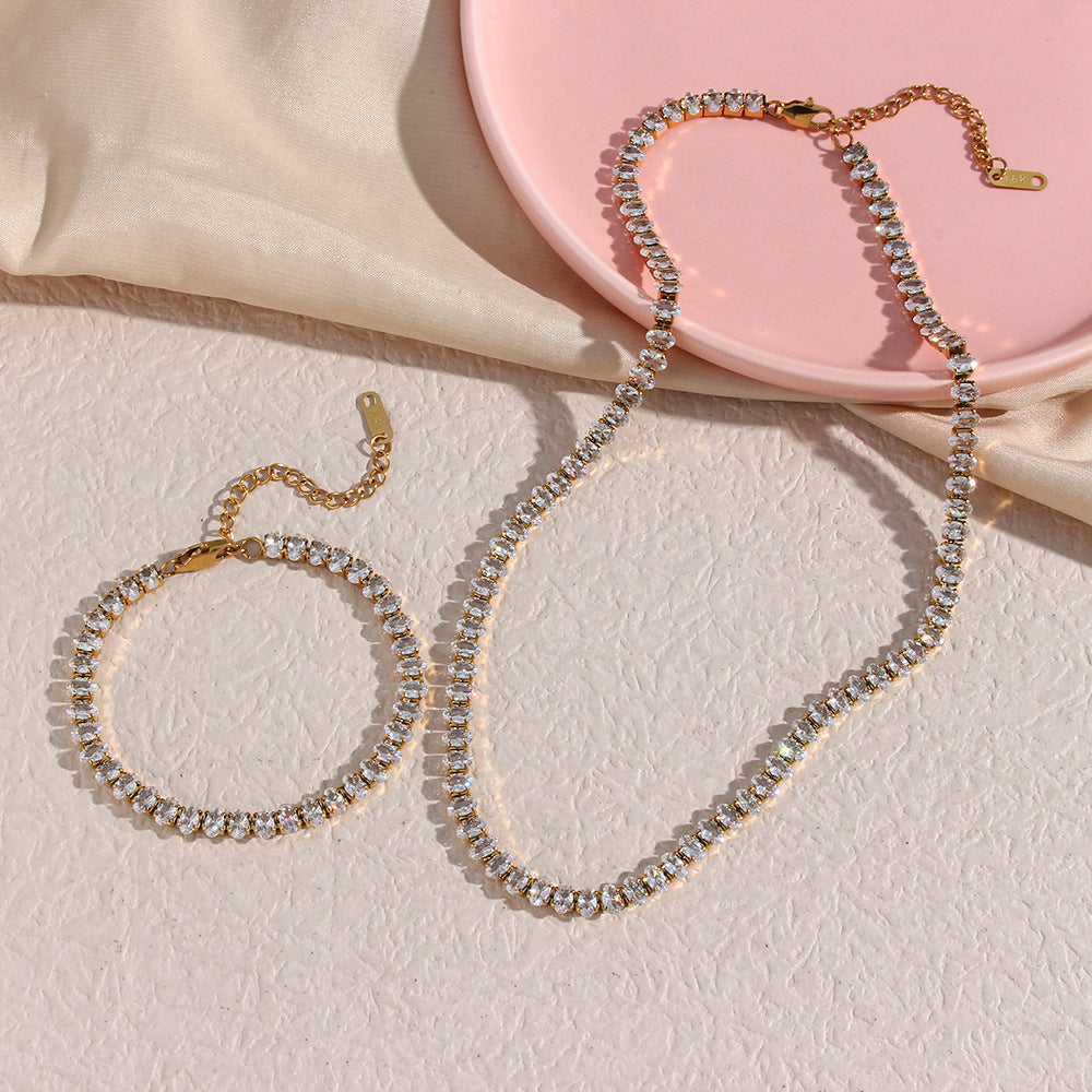 Fashion Stripe Geometric Stainless Steel 18K Gold Plated Necklaces