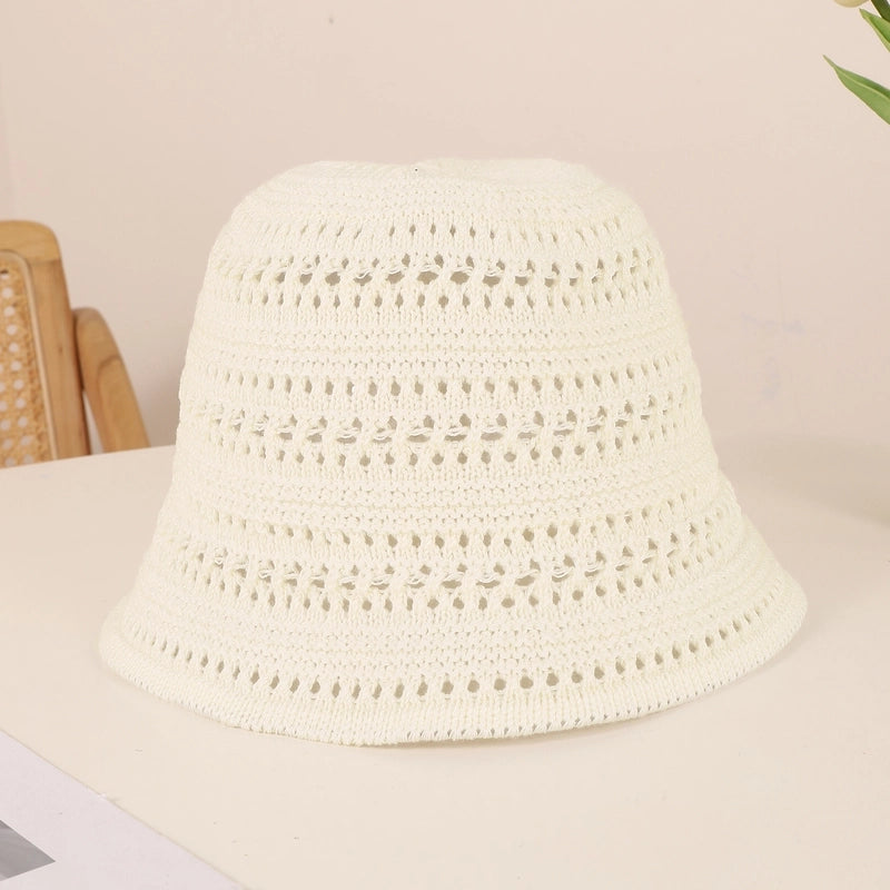 Women's Casual Minimalist Solid Color Solid Color Hollow Out Eaveless Bucket Hat