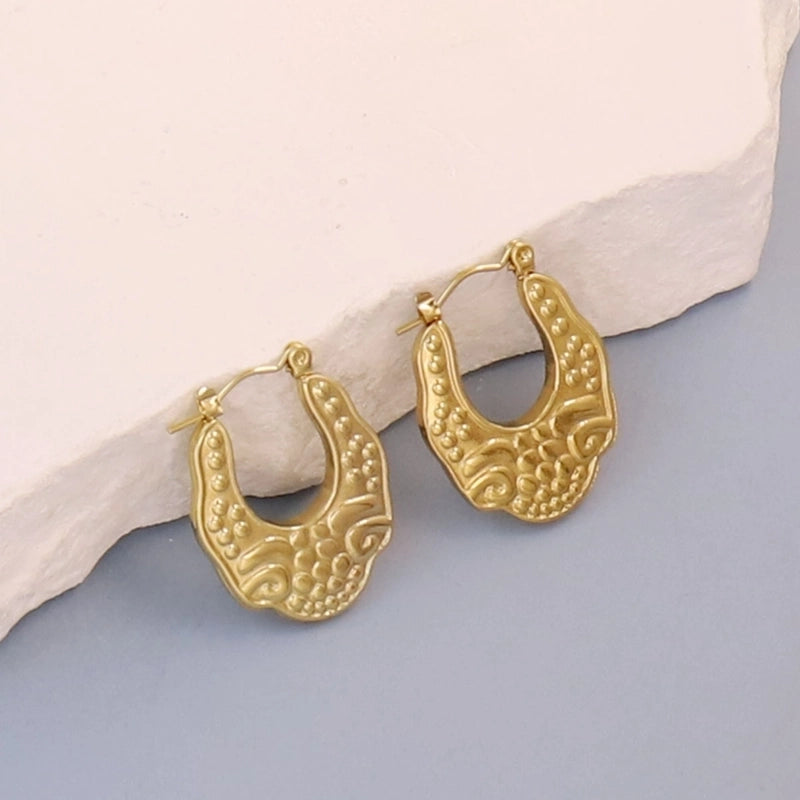 1 Pair Minimalist Pentagram Round Solid Color Plating 304 Stainless Steel 18K Gold Plated Earrings