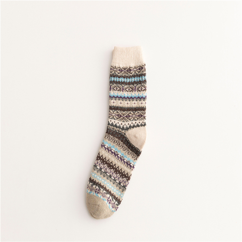 Soft Warm Retro Tribal Color Block Socks