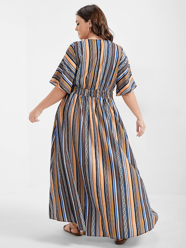 Bandana Split Dolman Sleeve Pocket Maxi Dress