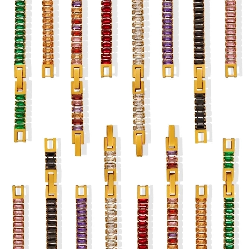 Geometric Titanium Steel Splicing Zircon Bracelets Necklace