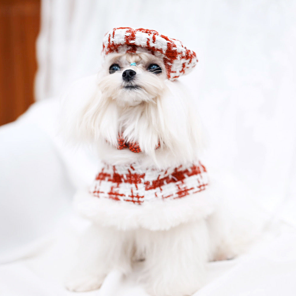 Furry Dog Cape Harness with Leash&Hat