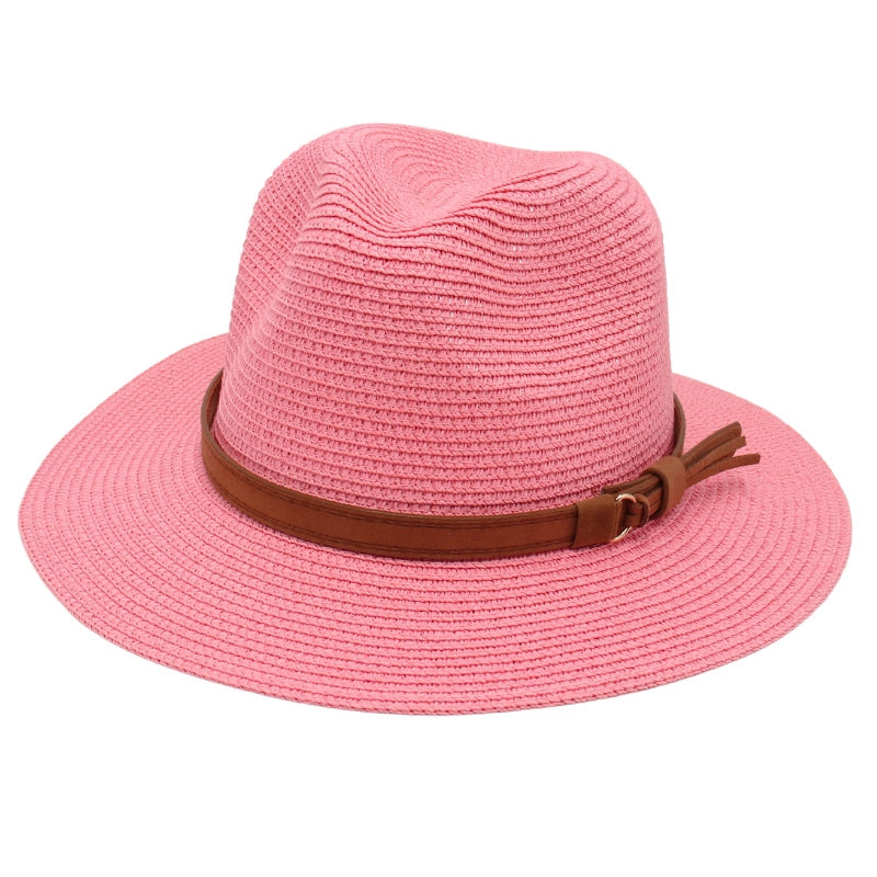 Unisex Pastoral Solid Color Wide Eaves Straw Hat