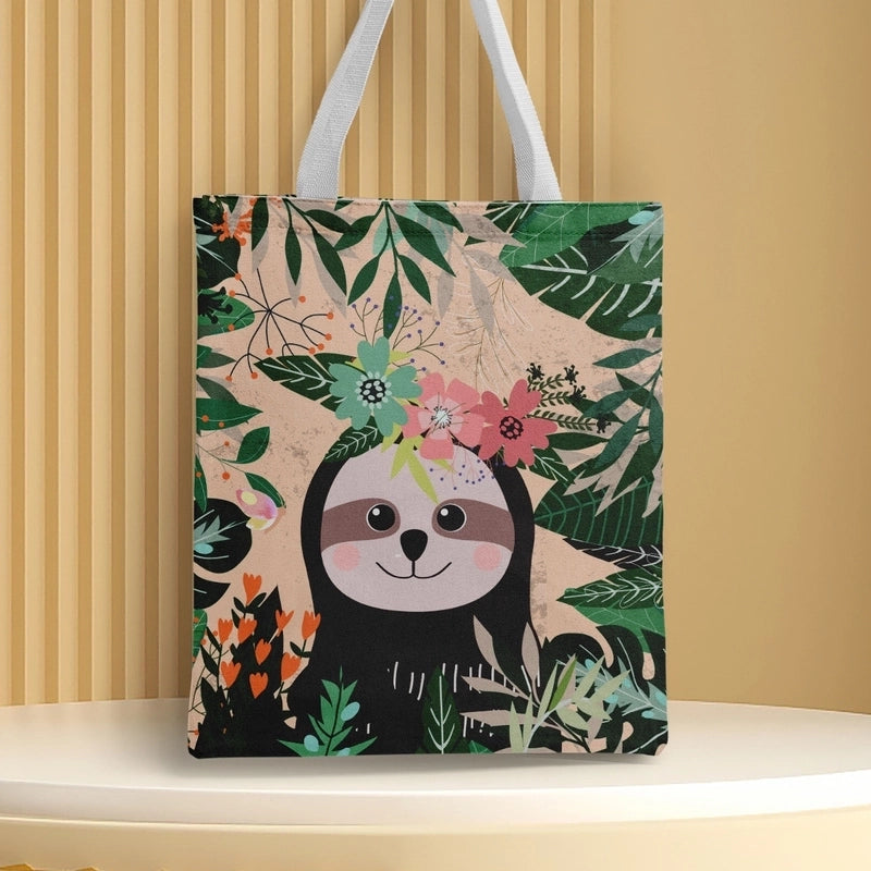 Women's Medium Canvas Animal Basic Classic Style Square Open Canvas Bag