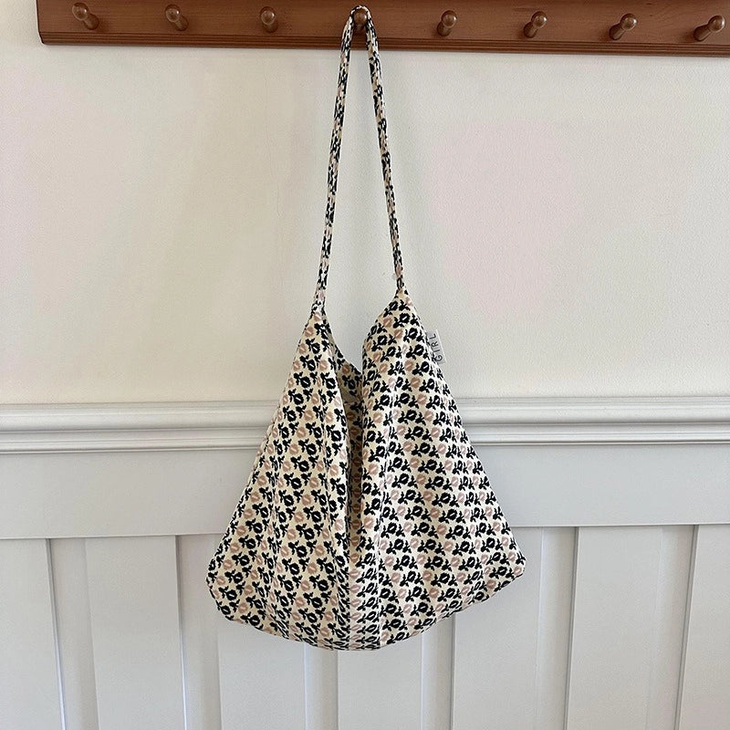 Niche Canvas Bag For Women 2024 New Summer Design Sense High Quality Artistic Floral Canvas Bag