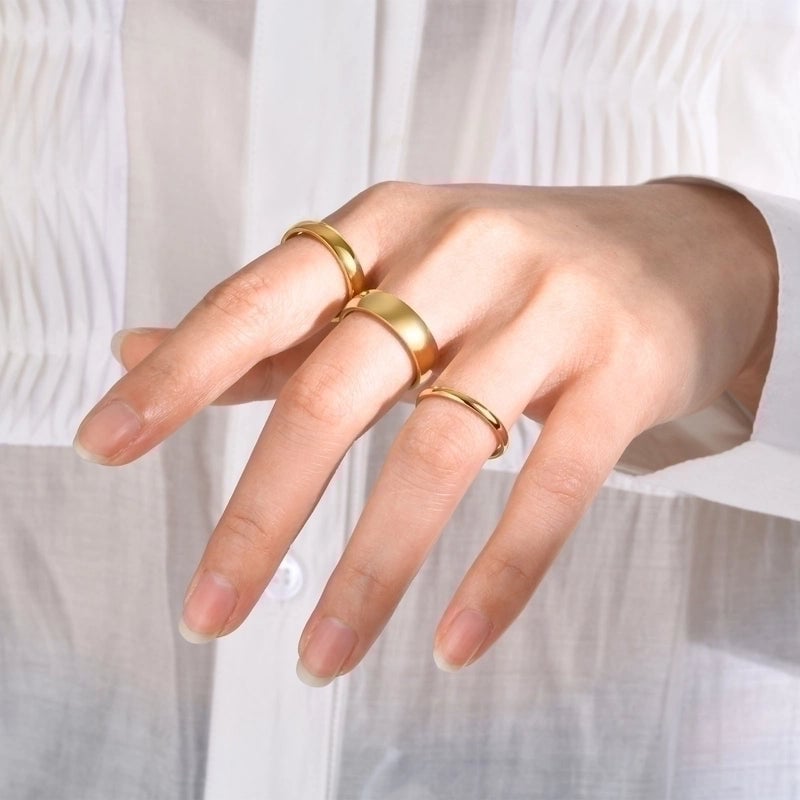 304 Stainless Steel Minimalist Plating Solid Color Rings