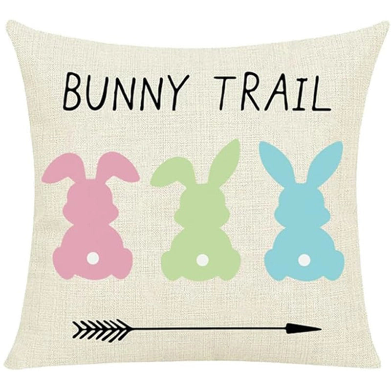 Easter Cute Classic Style Rabbit Letter Linen Pillow Cases Couch & Sofa Decor