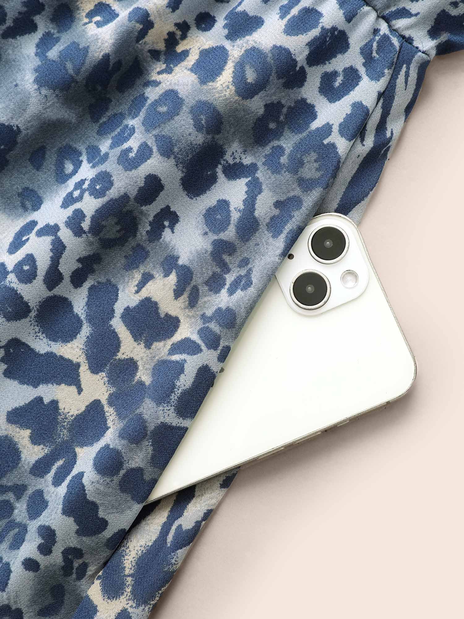 Leopard Print Chiffon Tie Knot Dress