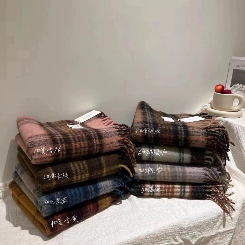 Women's Sweet Plaid Polyester Scarf