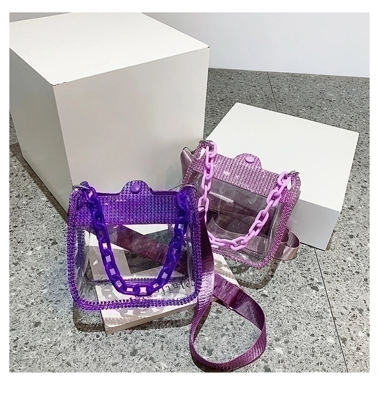Women's Medium PVC Solid Color Basic Magnetic Buckle Shoulder Bag